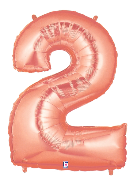 Rose Gold Number 2 Megaloon Balloon Numbers - 123 Number Balloons Clipart (600x600), Png Download