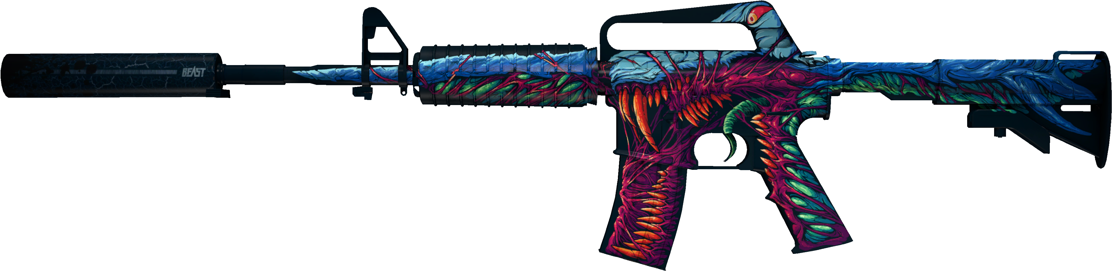 M4a4 Desolate Space M4a4-s Hyper Beast - M4 A1s Cs Go Clipart (3868x1062), Png Download