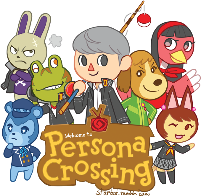 Gaming My Art Animal Crossing Crossover Persona 4 P4 - Animal Crossing Persona 4 Clipart (842x814), Png Download