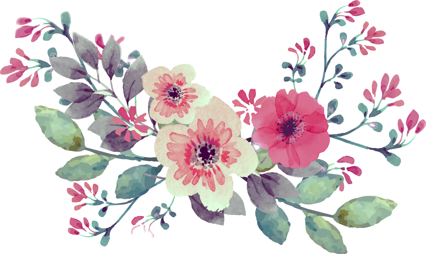 Vintage Watercolour Flowers - Vintage Watercolor Flowers Png Clipart (1369x815), Png Download