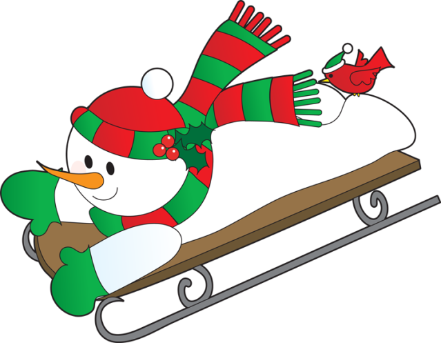 Christmas Sled Clip Art - Sledding Clipart Transparent - Png Download (639x497), Png Download