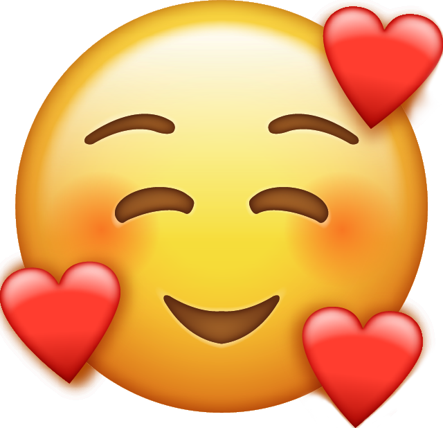 Iphone Emoji, Ios Emoji [download New Emojis] - Smile Emoji With Hearts Clipart (640x618), Png Download