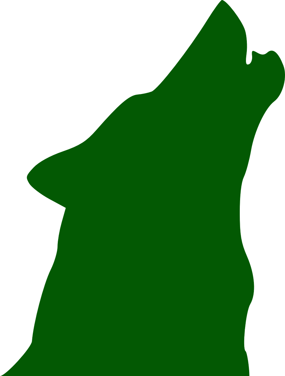 Vector - Green Wolf Silhouette Clipart (971x1280), Png Download