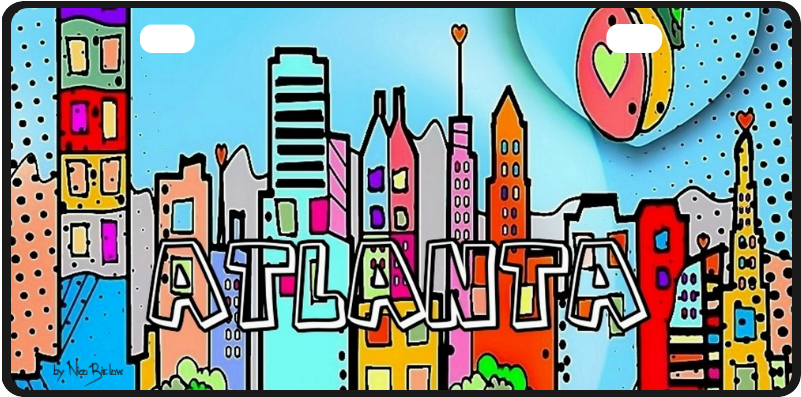 Atlanta By Nico Bielow License Plate - Skyline Clipart (1000x1000), Png Download