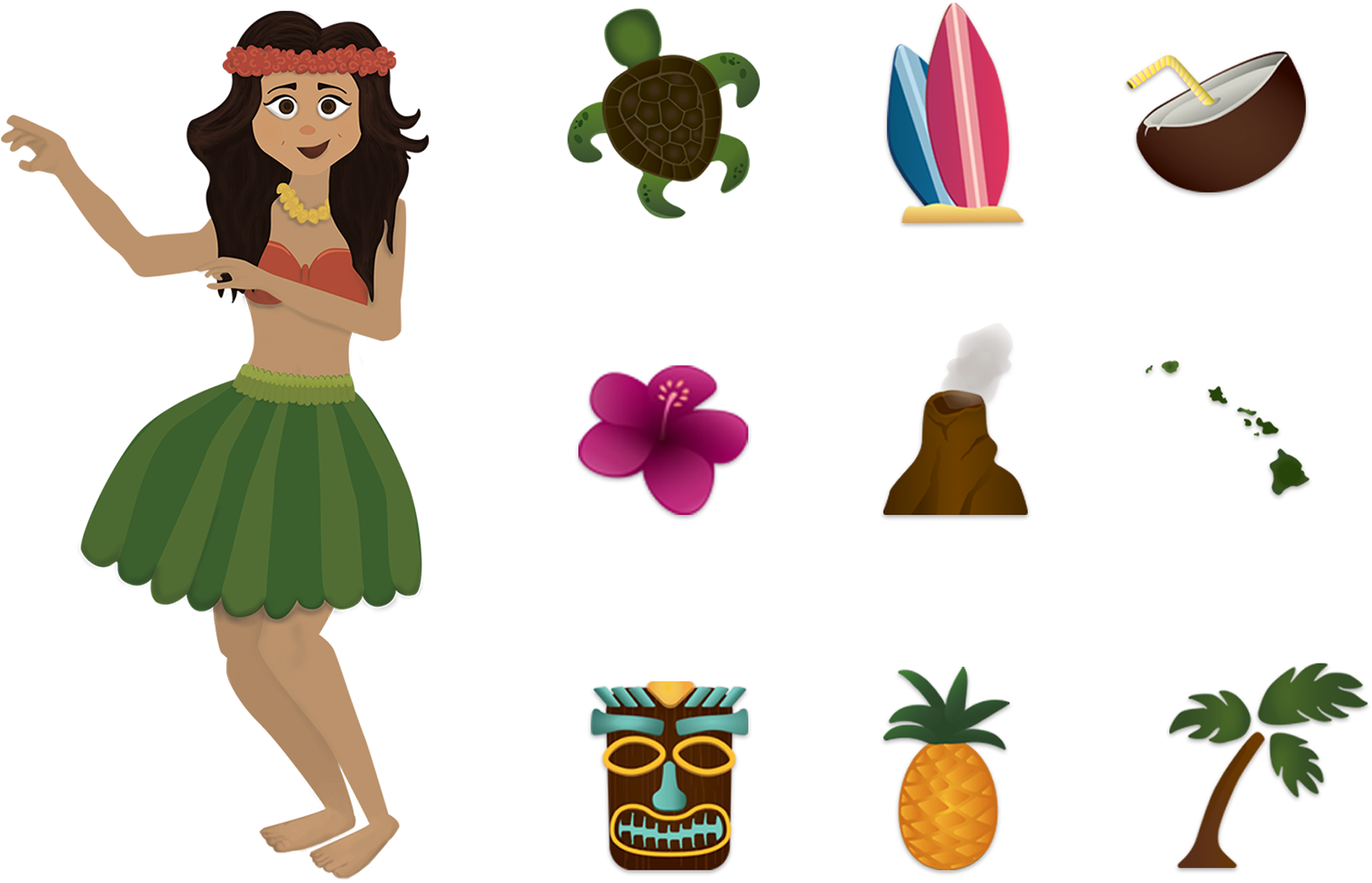 Hawaiian Emojis - Cartoon Clipart (1920x1298), Png Download