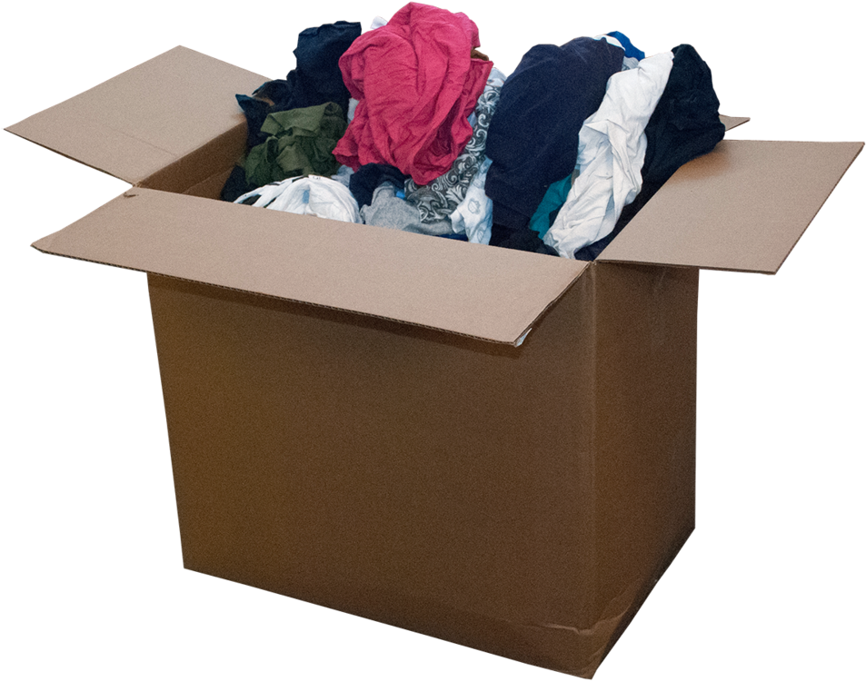 Cardboard Box Filled With Clothes , Png Download Clipart (953x750), Png Download
