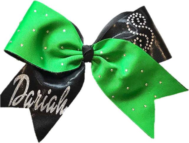 This Delightful Cheerleading - Cheer Bows Green Black An White Clipart (640x499), Png Download
