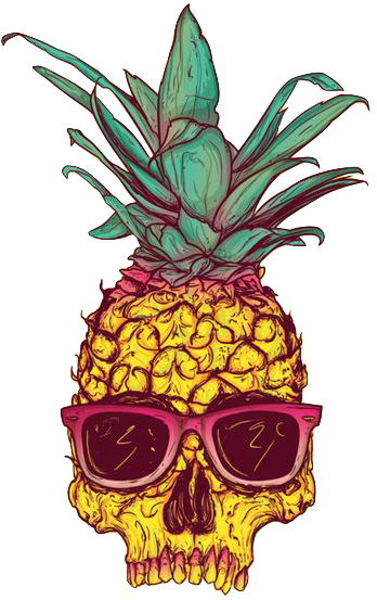 Skull Calavera Creative Tropical Fruit Pineapple Drawing - Pineapple Skull Clipart (500x713), Png Download