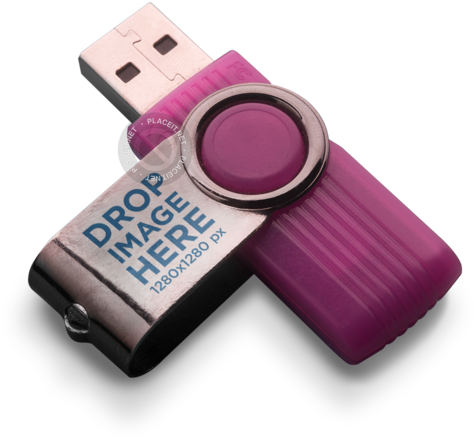 Purple Usb Flash Drive Mockup Lying On A Transparent - Usb Png Mockup Clipart (640x480), Png Download