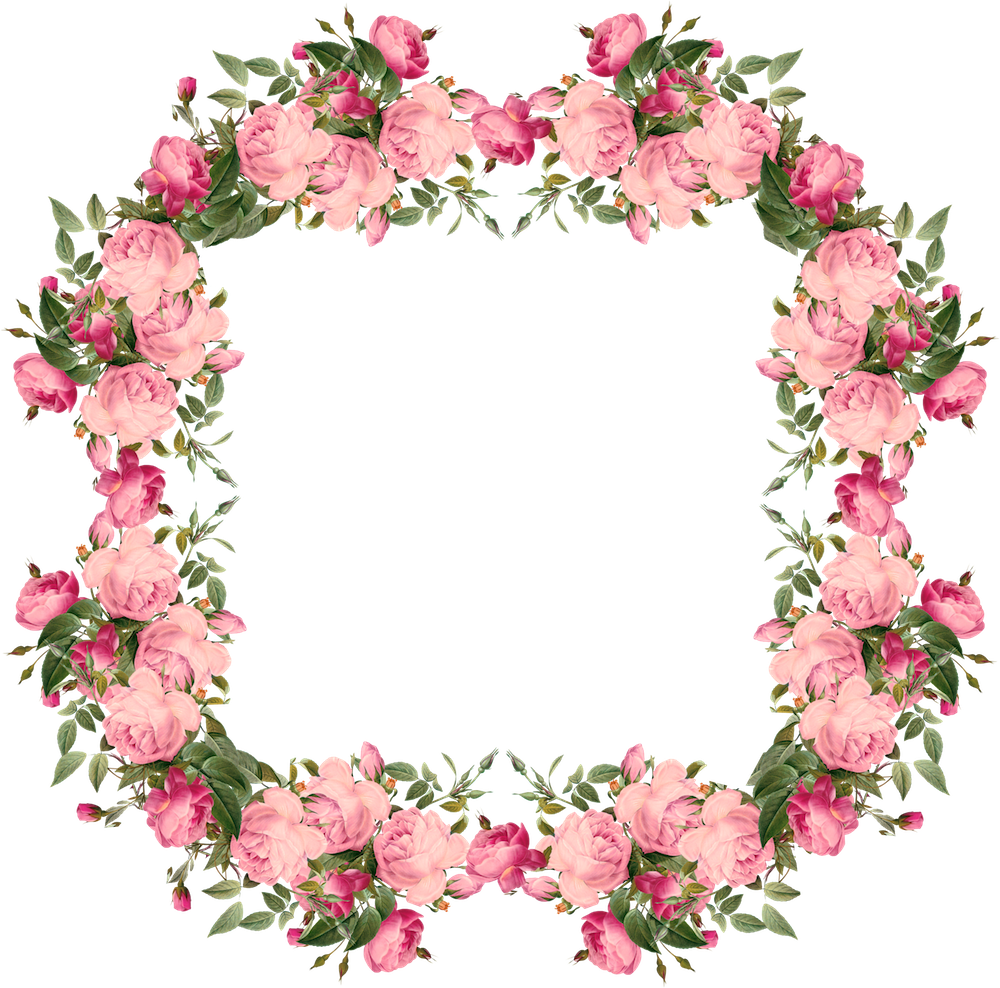 1000 X 988 14 - Vintage Pink Floral Border Png Clipart (1000x988), Png Download
