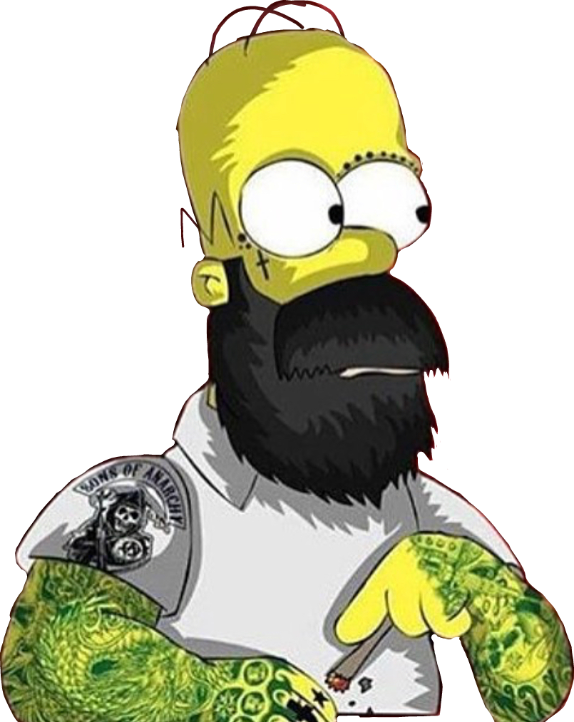 Homer Simpson Beard Marihuanna Porro Sonsofanarchy - Los Simpson Barber Shop Clipart (805x1013), Png Download