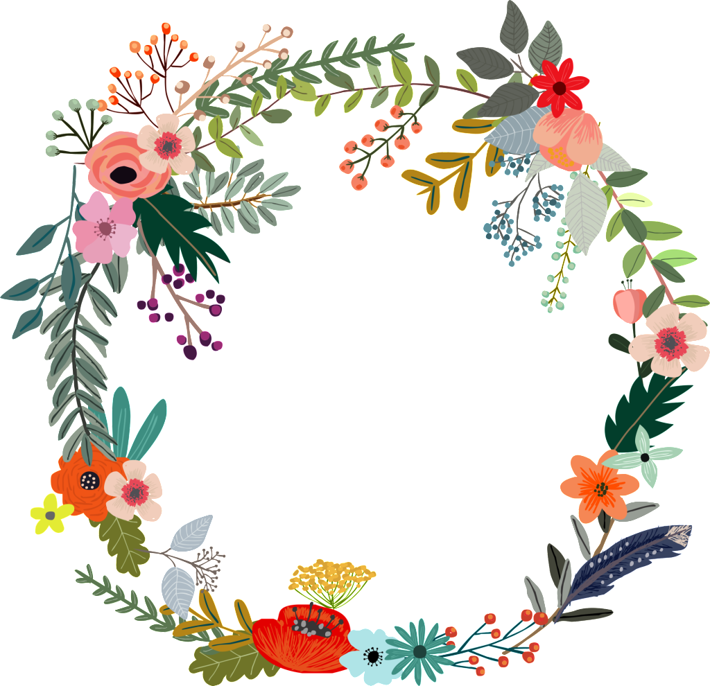 Colorful Flowers Hand Drawn Garland Decorative Elements - Will You Be My Matron Of Honor Printable Clipart (1024x990), Png Download