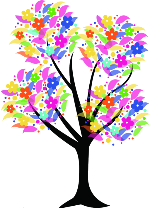 Tree Clipart, Free Collage, Photoshop Brushes, Collage - Tree Drawing With Color - Png Download (600x708), Png Download