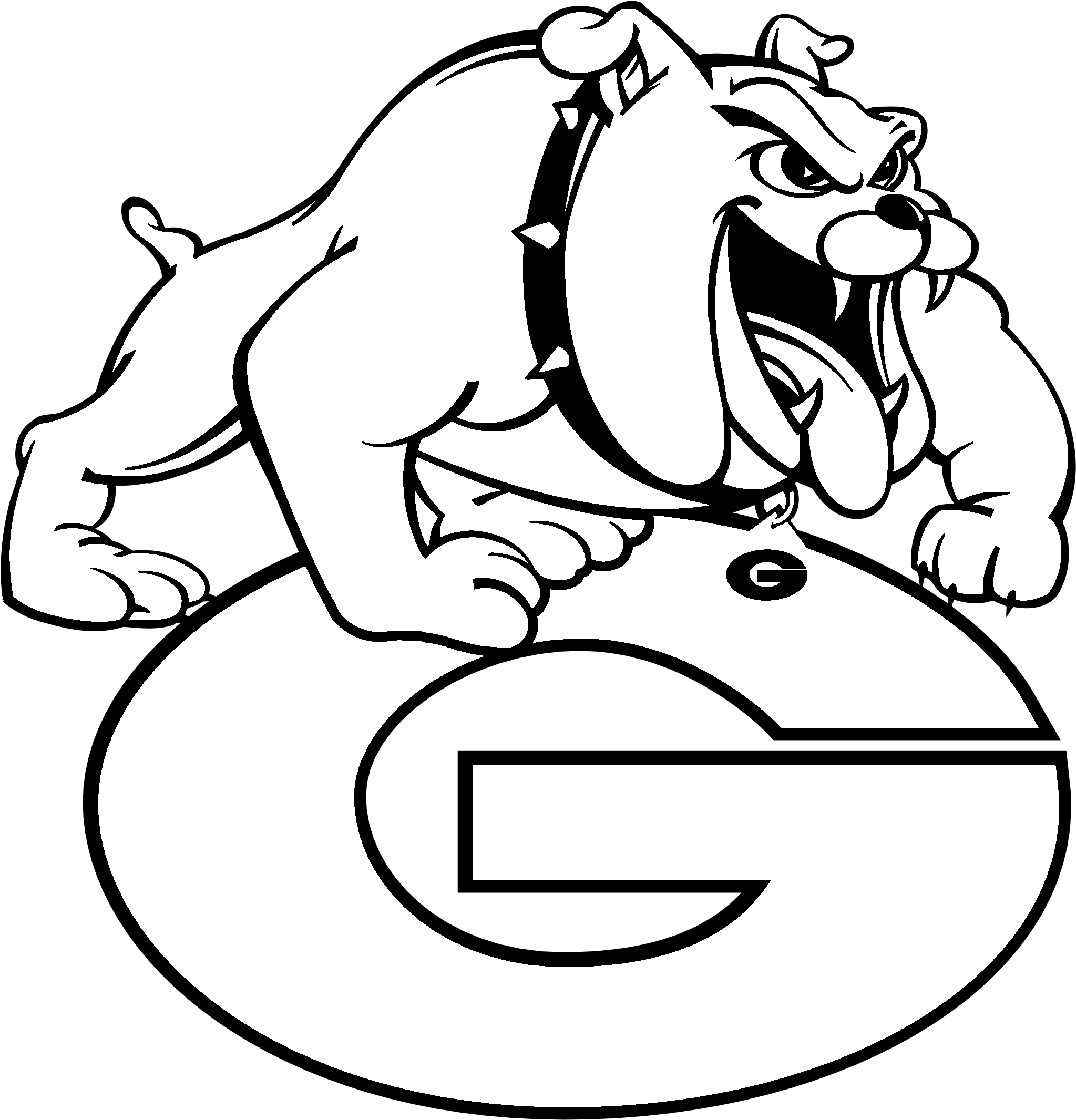 Georgia Bulldogs Logo Black And White - Bowie State Football Logo Clipart (2400x2400), Png Download