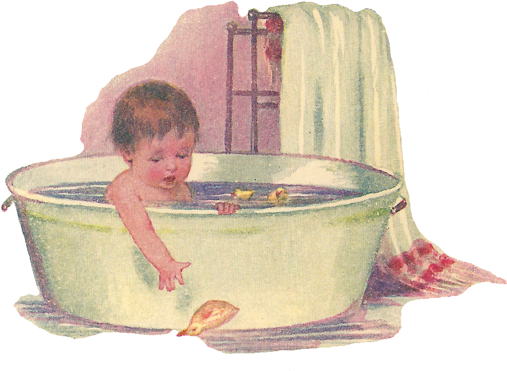 Vintage Clipart Bathtub - He's Taking A Bath - Png Download (1176x941), Png Download
