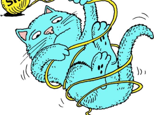 Cat Tangled In Yarn Clipart (640x480), Png Download