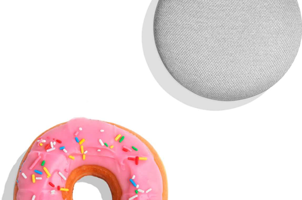 Visit One Of The New Shop Locations For Your Chance - Google Home Mini Donut Clipart (1148x764), Png Download