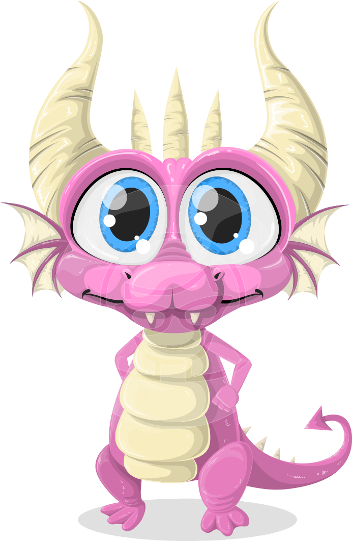 Little Draco A Cute Dragon Cartoon Illustrated - Dragon With Big Eyes Clipart (957x1060), Png Download
