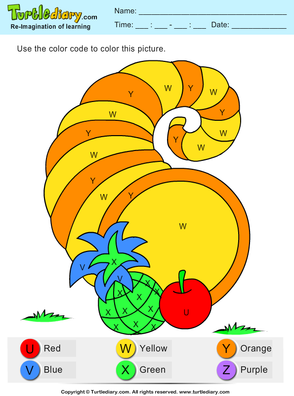 Color By Letter Cornucopia Answer - Circle Clipart (595x800), Png Download