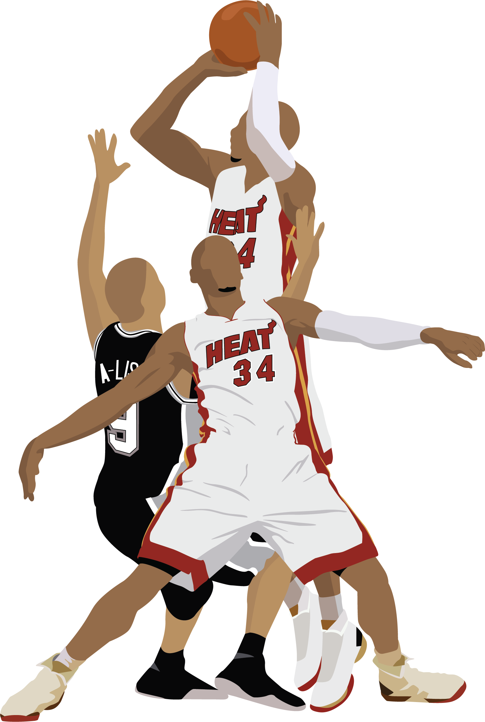Ray Allen Vector Illustration Clipart (1679x2496), Png Download