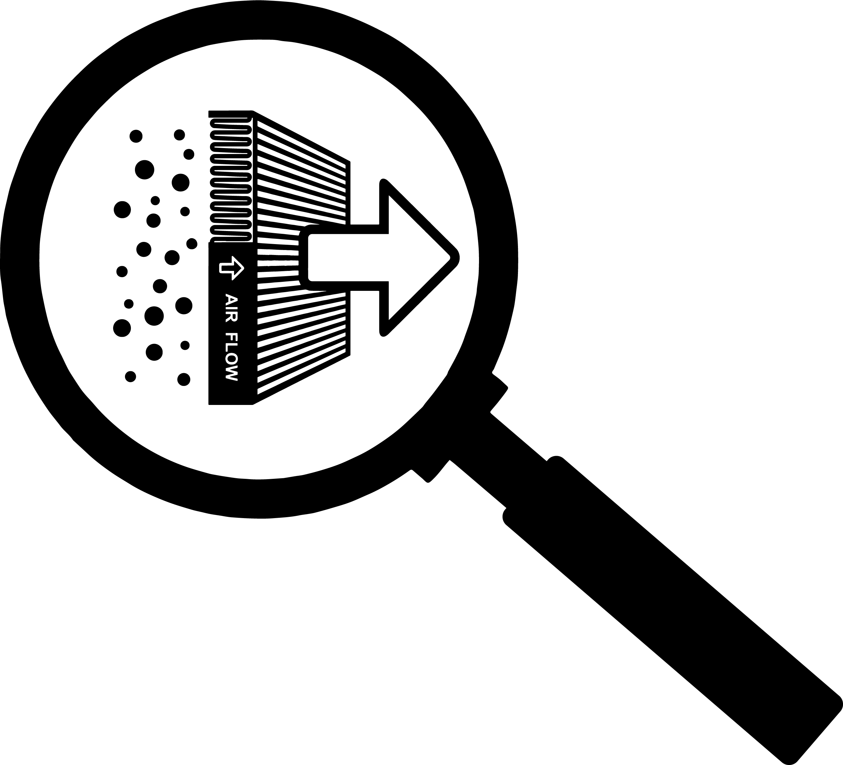 Air Filter Maginifying Glass Icon - Car Cabin Air Flow Clipart (2705x2454), Png Download