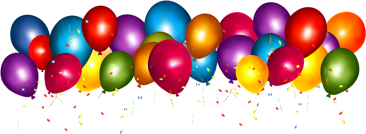 Balloon Box, Birthday Clips, Colourful Balloons, Confetti - Balloons And Confetti Png Transparent Png (1280x468), Png Download