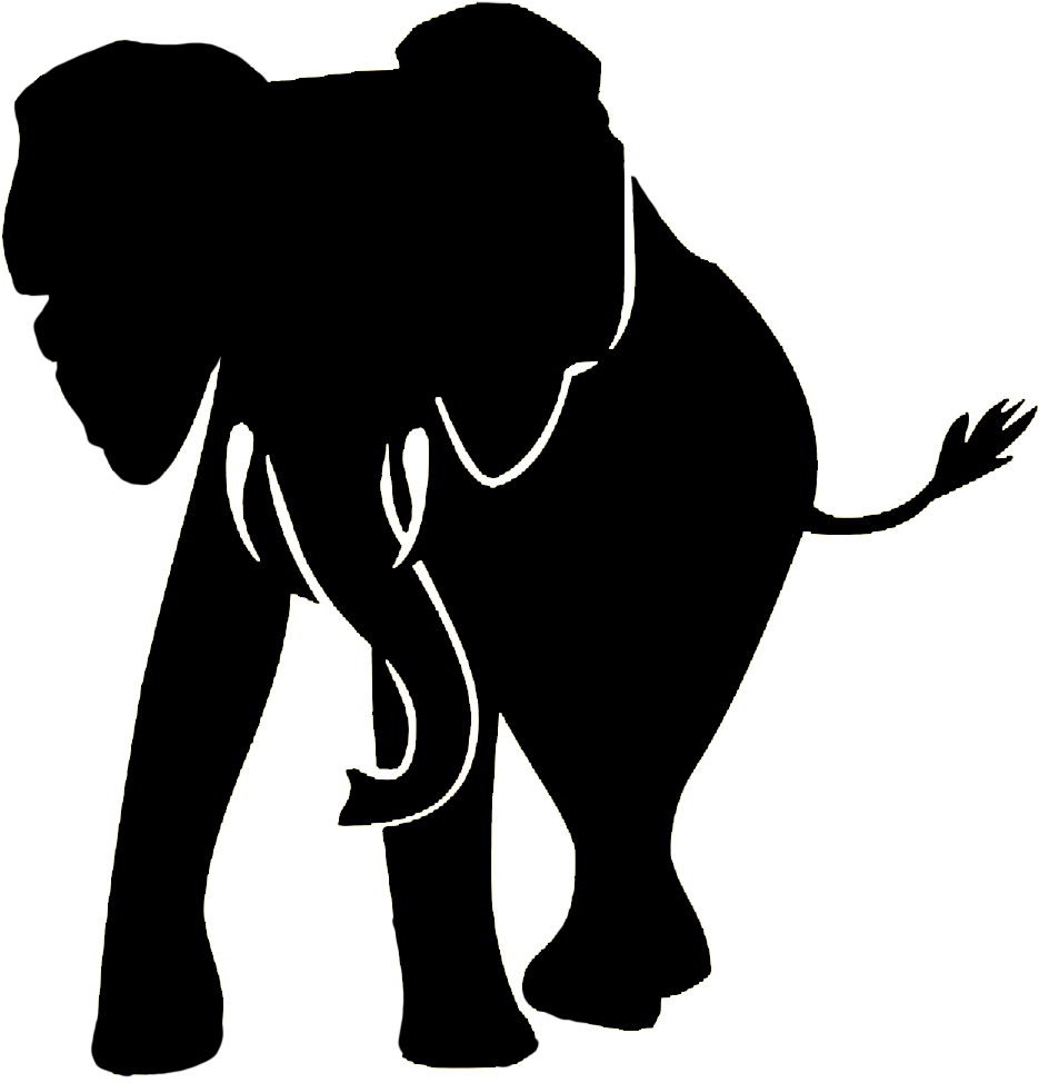 Image Freeuse Download Clip Art Black Frontal Of - Elephant Silhouette Transparent - Png Download (1046x1004), Png Download