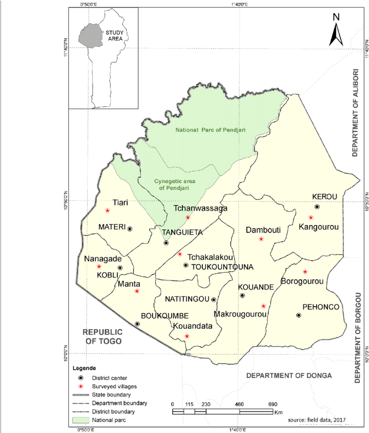 Map Of Atacora Department Showing The Geographical - Atlas Clipart (850x859), Png Download