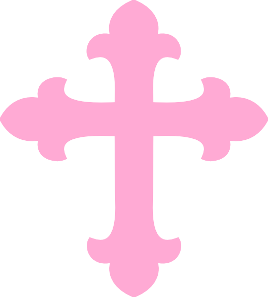 Light Pink Cross Clip Art At Clker - Baby Pink Pink Cross - Png Download (540x599), Png Download