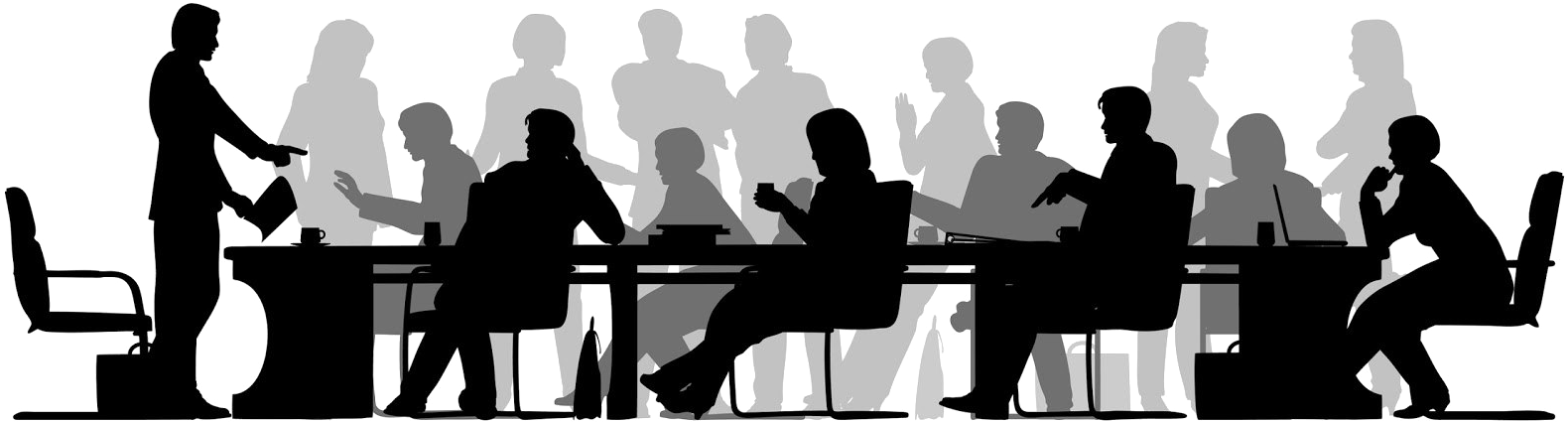 Meeting Png Images - Meeting Silhouette Clipart (1600x582), Png Download