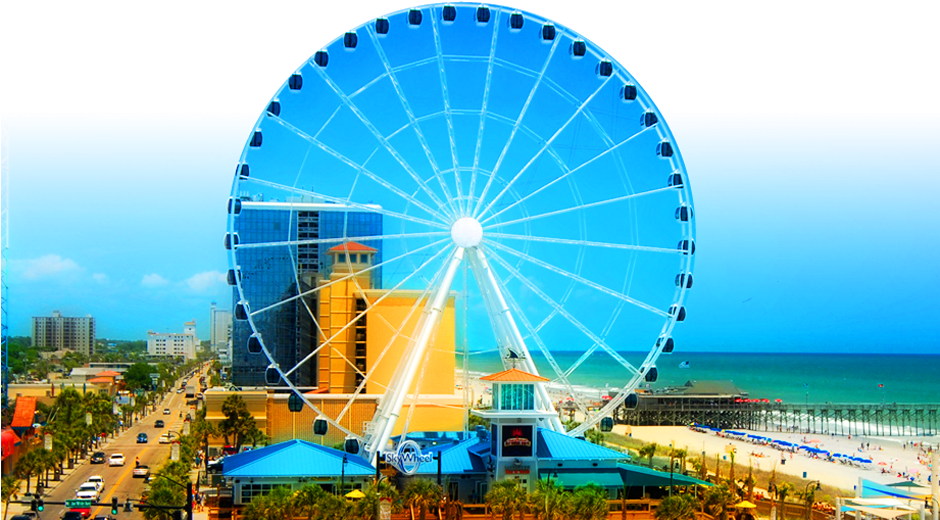 Skywheel10 Story High Ferris Wheel In Myrtle Beach - Myrtle Beach Sky Wheel Clipart (939x582), Png Download