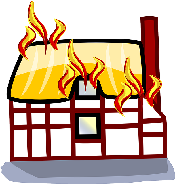 House Fire Clipart - Cartoon House On Fire - Png Download (608x640), Png Download