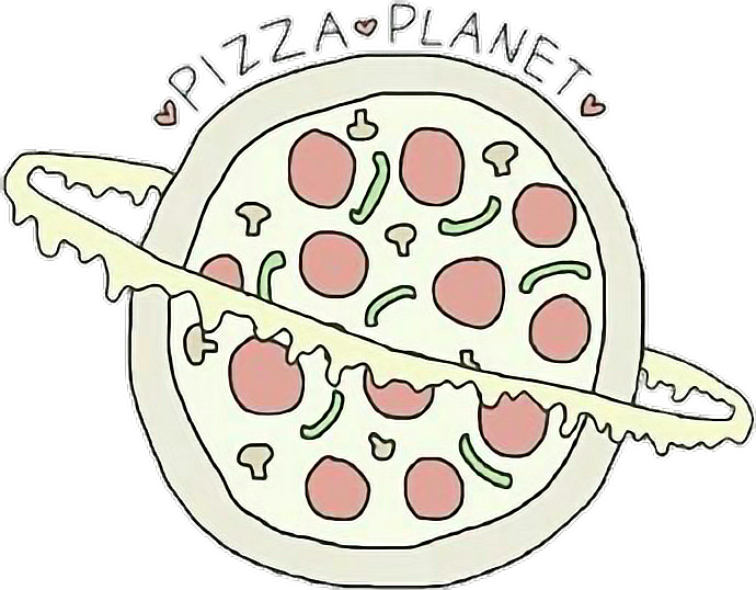 Tumblr Planet Pizza Inscription - Pizza Planet Drawing Clipart (690x538), Png Download