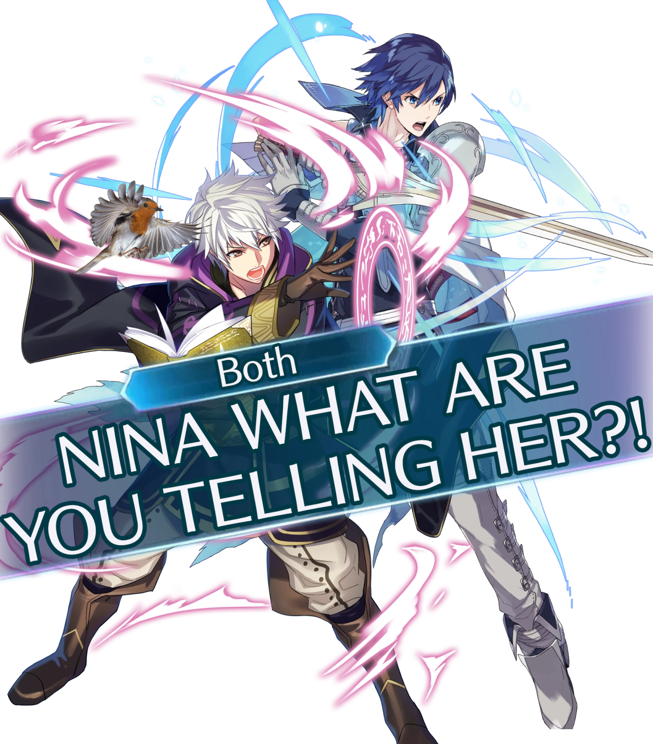 With M Robin And Chrom's Critical Art Saying "nina - Fire Emblem Heroes Attack Clipart (1280x1459), Png Download