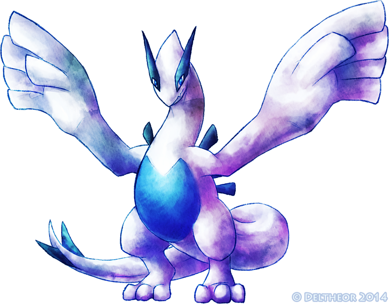 Lugia Watercolor Clipart (800x625), Png Download