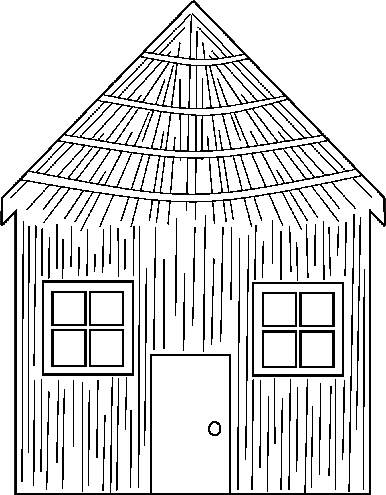Houses Clipart Group Image Black And White Download - Three Little Pigs Straw House Coloring Pages - Png Download (1477x1837), Png Download