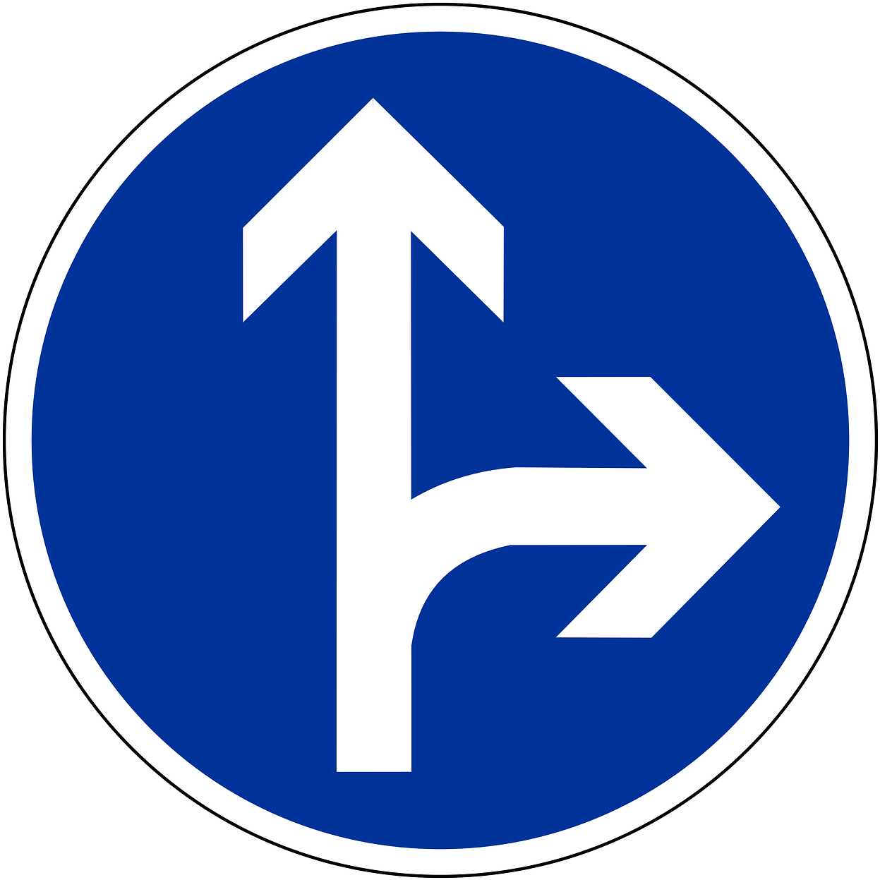 Traffic Sign Road Sign Shield - Go Straight Or Right Traffic Signs Clipart (1280x1280), Png Download