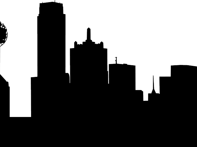 Chicago Clipart Png - Silhouette Dallas Skyline Outline Transparent Png (640x480), Png Download