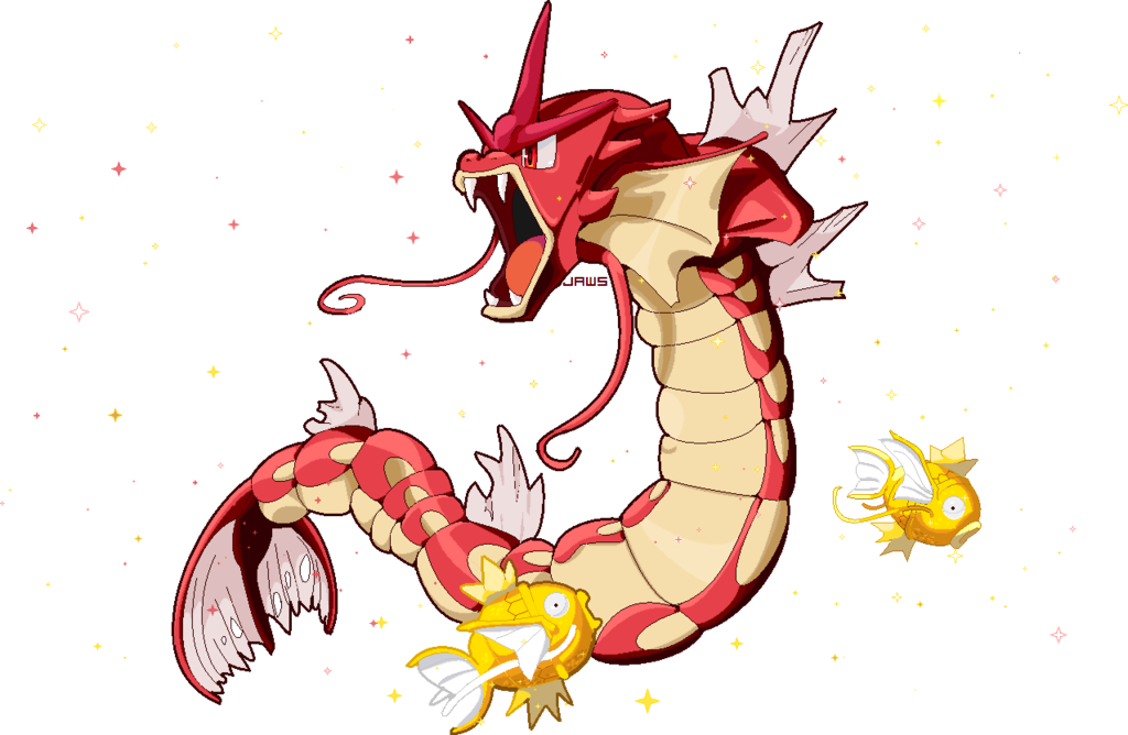 Gyarados Png - Magikarp Gyarados Shiny Clipart (1024x668), Png Download