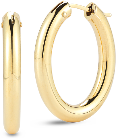 Perfect Gold Hoops Medium Round Hoop Earrings - Body Jewelry Clipart (1600x1600), Png Download