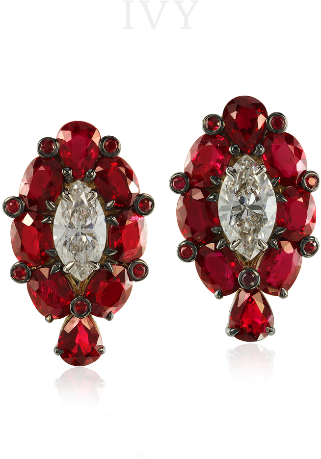 Ruby And Diamond Earrings Clipart (654x936), Png Download