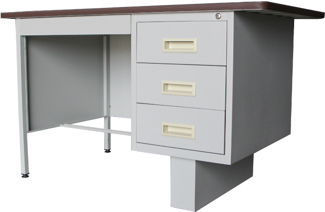 4′ Single Pedestal Desk S102-ltbl Steel Desk Office - Writing Desk Clipart (709x709), Png Download