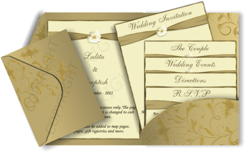 Free Png Download Gold Colour Wedding Invitation Card - Wedding Invitation Cards Pink Clipart (850x529), Png Download