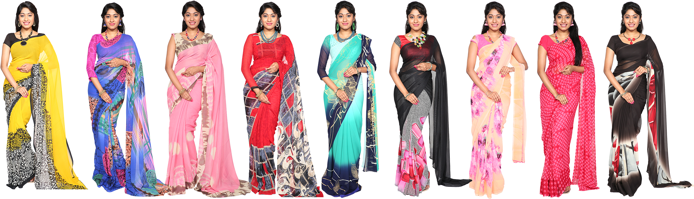 Rachana 9 Sarees Collection Clipart (2500x685), Png Download