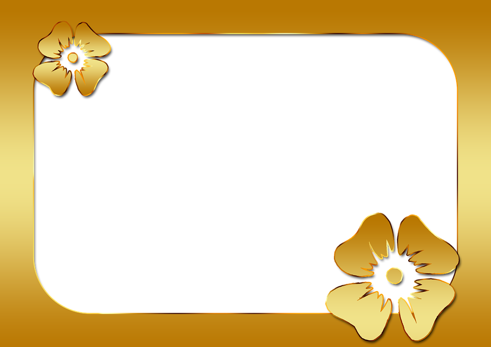 Gold Flower Frame Png Photo - Gold Kiss Png Com Flower Frame Clipart (960x678), Png Download