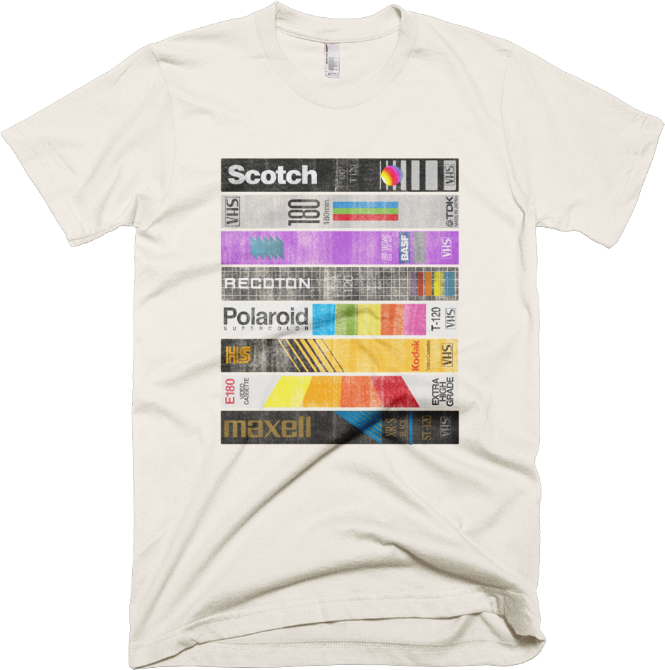 Vhs Vintage T-shirt Polaroid Scotch Kodak Cassette - T-shirt Clipart (1000x1000), Png Download