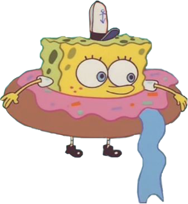 Spongebob Asthetic Tumblr Donuts Doughnut Flying Cute - Spongebob In Donut Png Clipart (791x861), Png Download