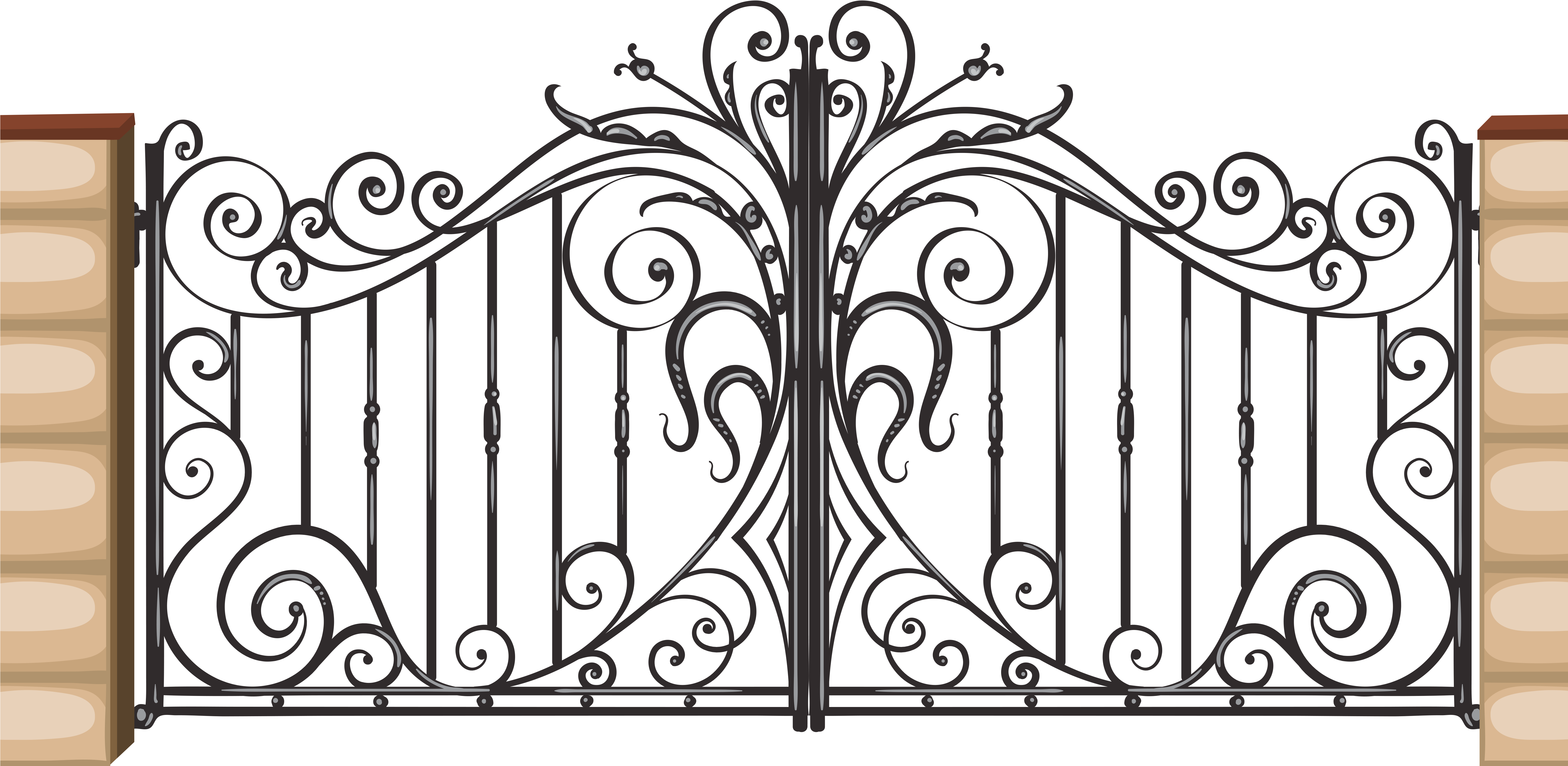 Victorian Fencing And Gates, Metal Gates, Big Doors, - Cartoon Elephants In Zoo Clipart (6112x3000), Png Download