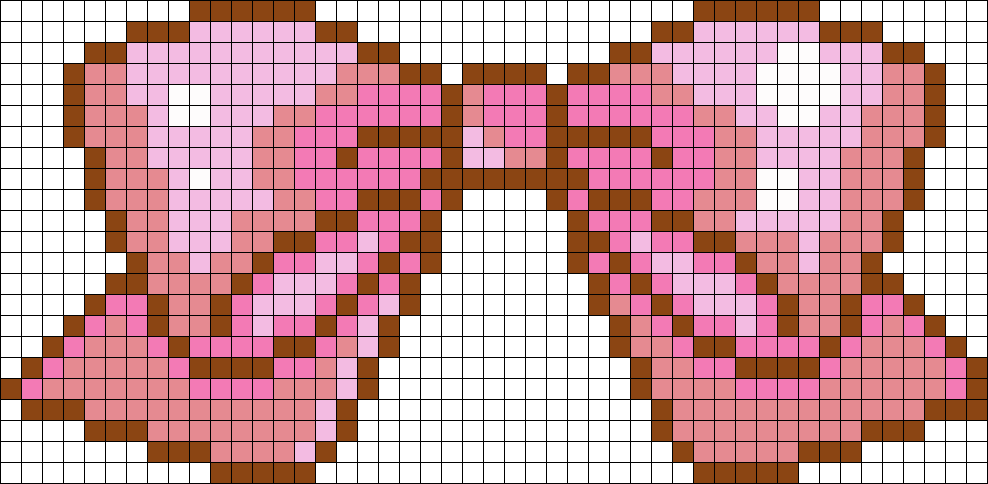 Cute Pink Bow Perler Bead Pattern / Bead Sprite - Pixel Bow Transparent Clipart (988x484), Png Download