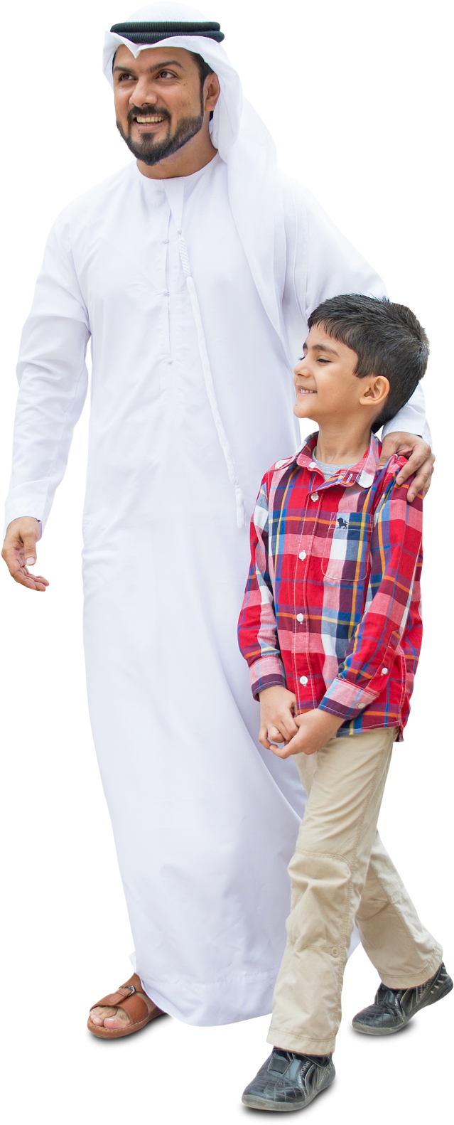 Arab Dad And Son, Walking In Traditional Fashion - Islamic Arab People Png Clipart (665x1600), Png Download
